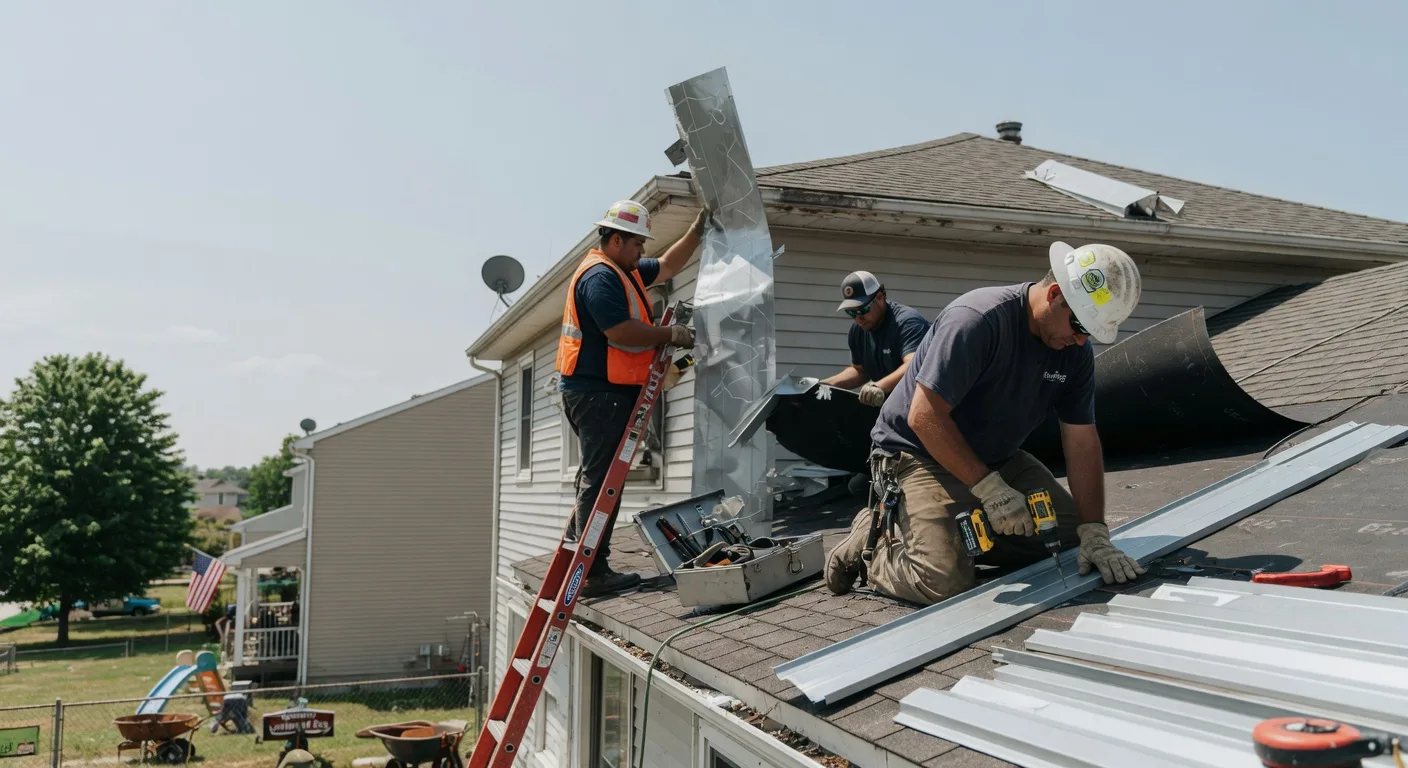 Storm Damage Metal Roof Repair in New Providence, IA